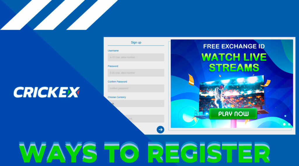 What are the ways to register on the Crickex site